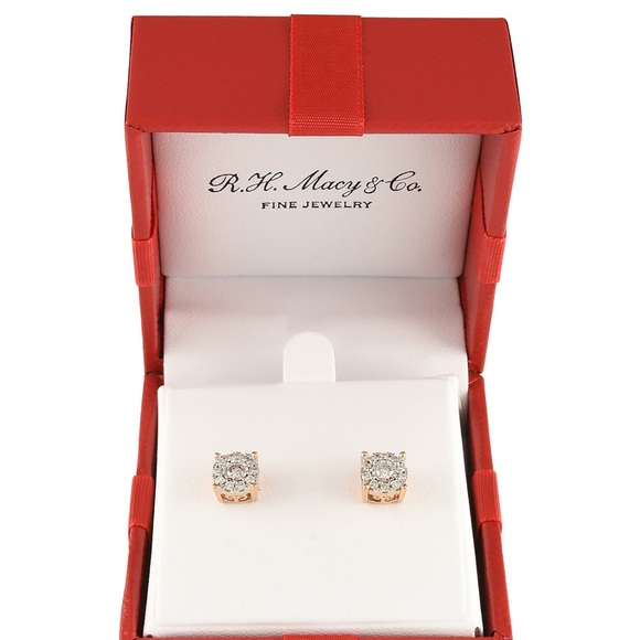 Diamond Halo Earrings - Picture 3 of 16